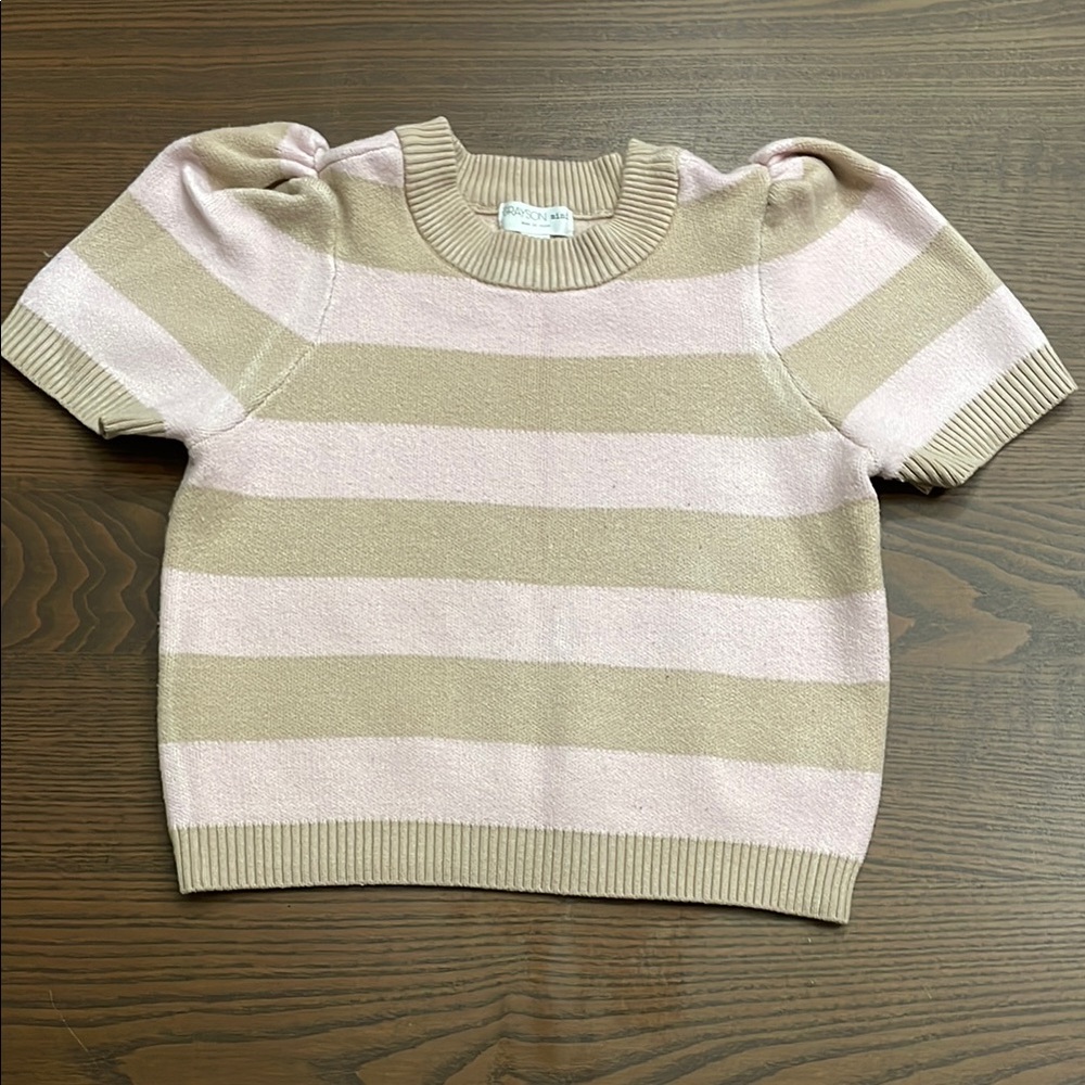 Striped Kids Top in Pink and Tan